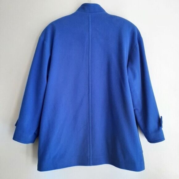 LOUBEN | Wool Cashmere Blend Button Front Soft Coat Jacket Blue Sz 10 P - Picture 7 of 13